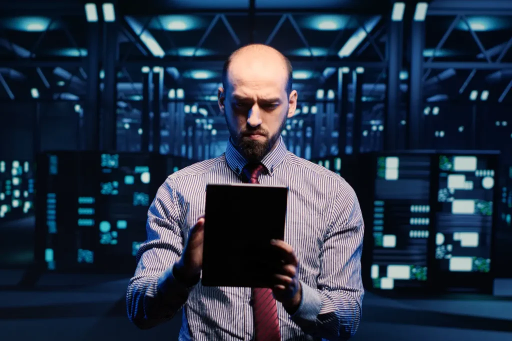 a man in a room managing insights