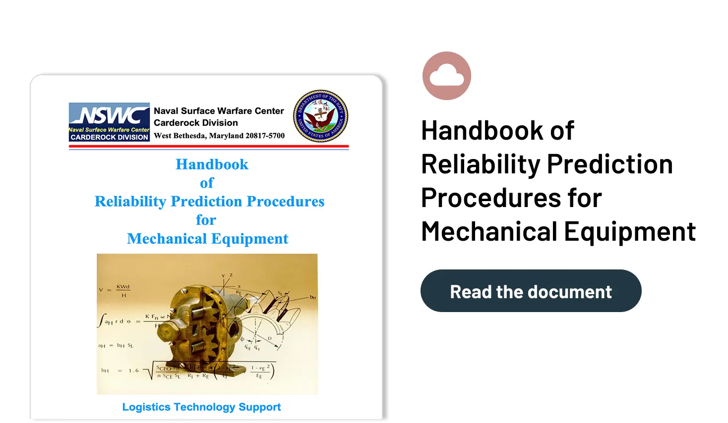 Handbook of Reliability Prediction Procedures for Mechanical Equipment