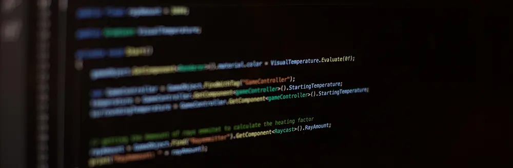 Colorful lines of code on a black background representing a data engine