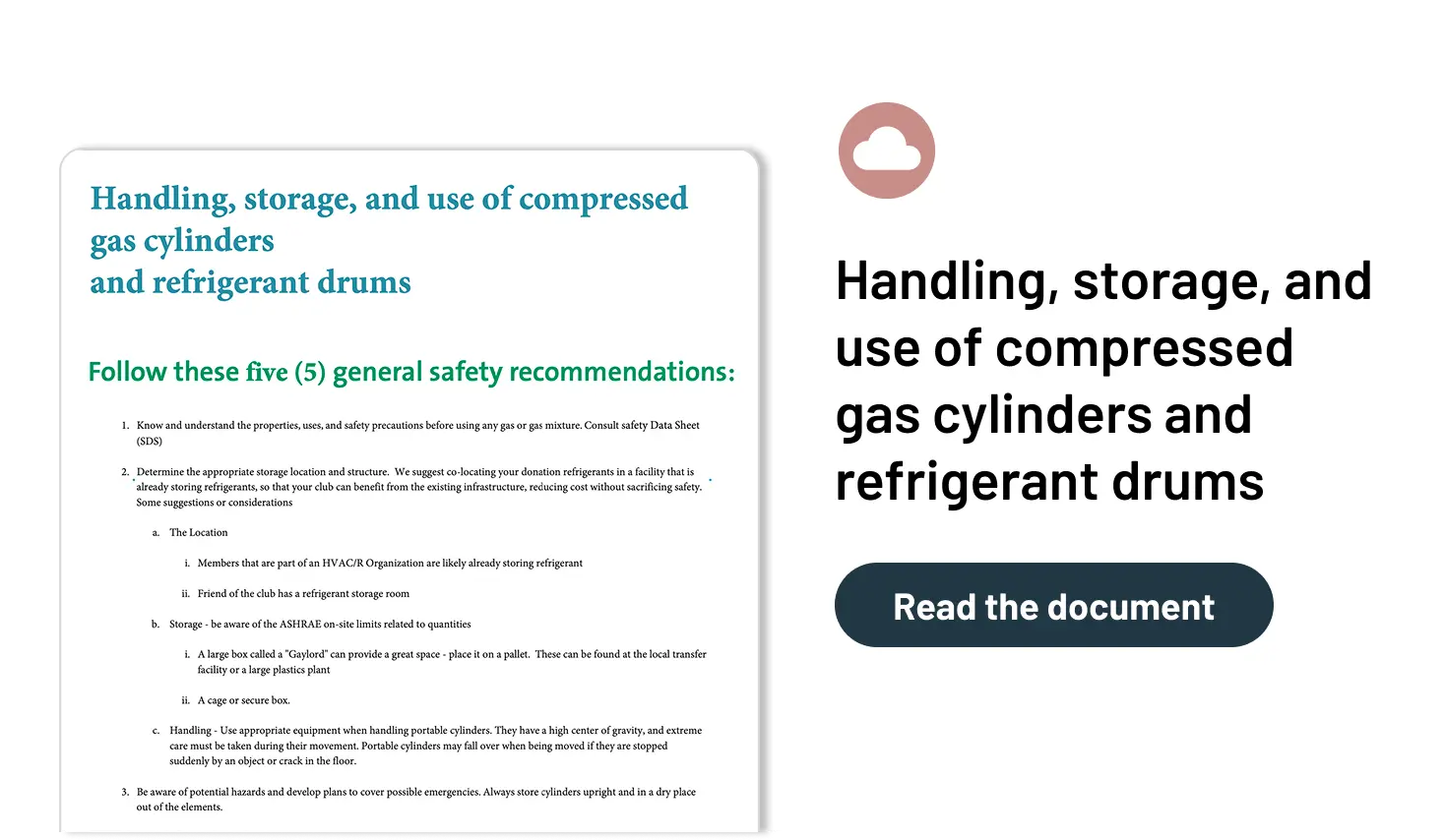 Handling, storage, and use of compressed gas cylinders and refrigerant drums